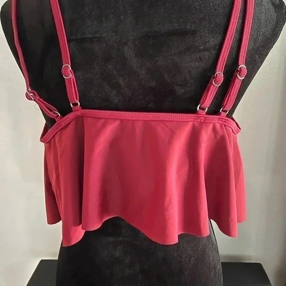 🔵NWT Rosegal cranberry tankini- ruffle front sz 16 - Picture 3 of 5
